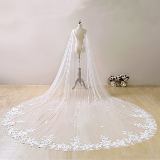 FantasyBride Store White Ivory Wedding Crystal Rhinestone Bridal Shoulder Veil Cathedral Tulle Long Cape Champagne / 200cm/ 79 inch