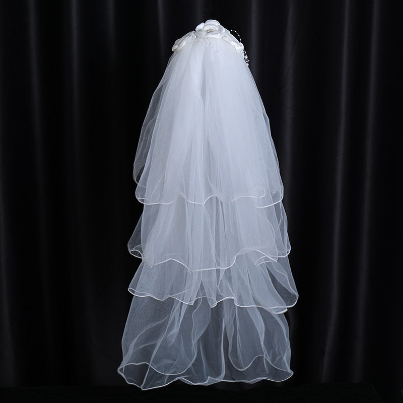 Wedding Veils For Brides White Veil With Comb Bowknot Bridal - Temu