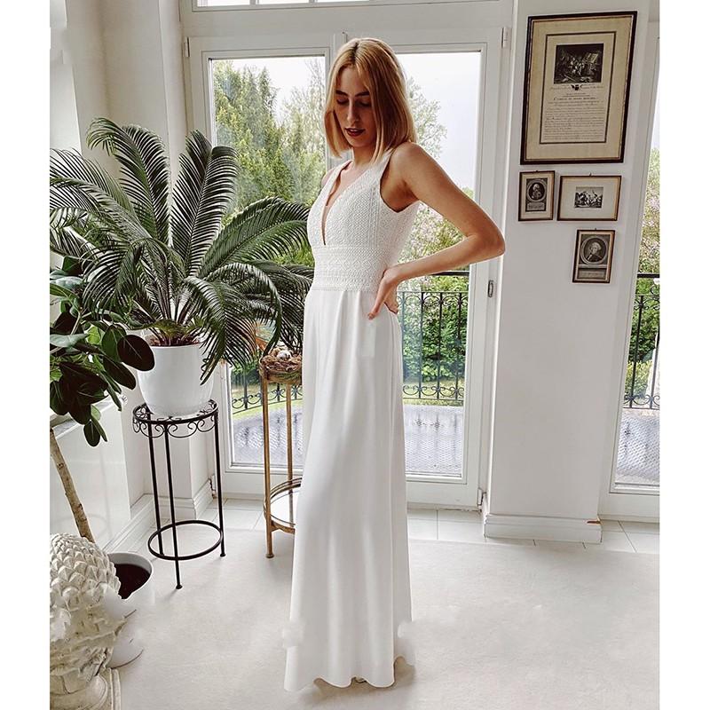 Long Sleeves Satin Bridal Pantsuit Fitted Luxury Beading Illusion Round  Neck Custom Made Open Back Wedding Jumpsuit Gowns - AliExpress