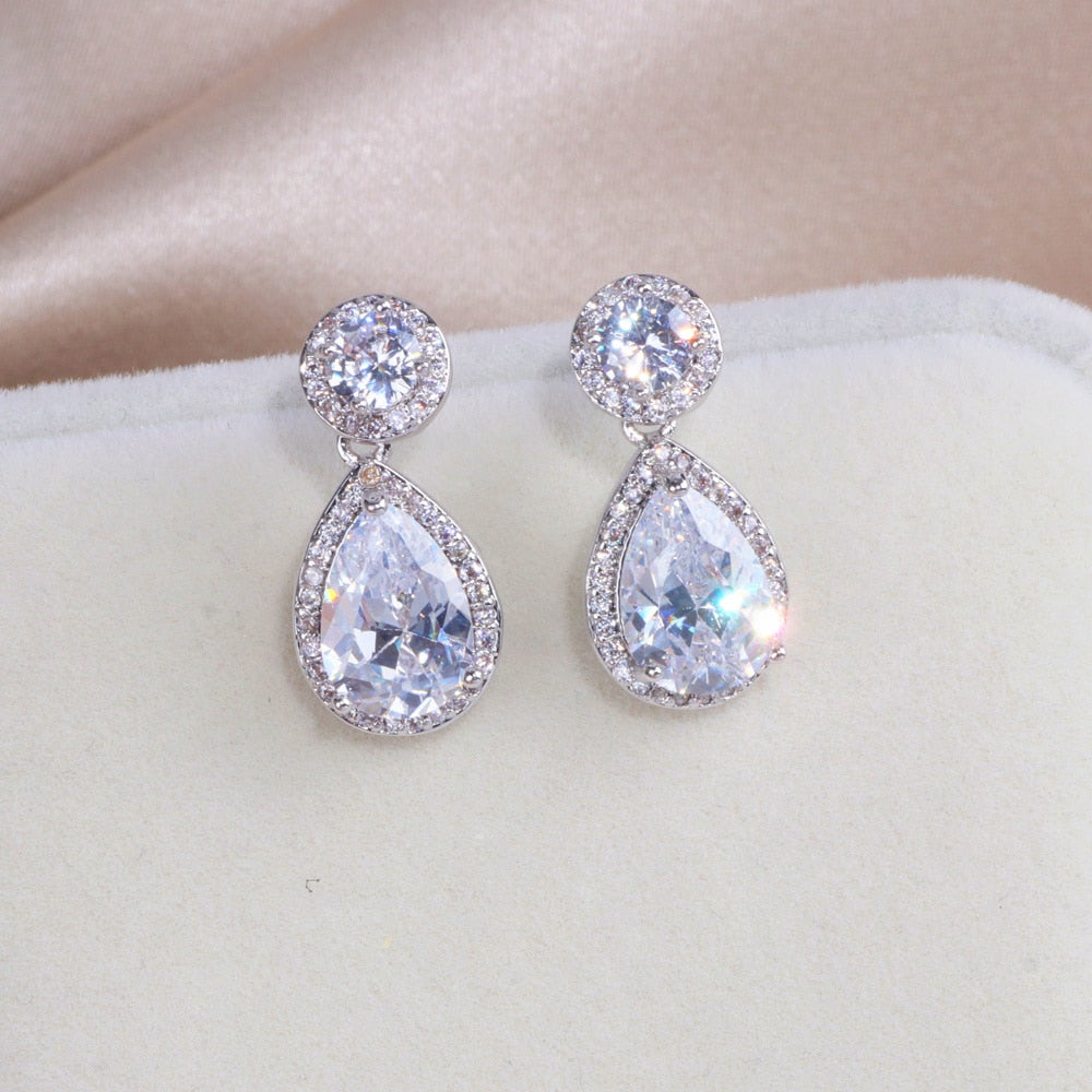 Classic Water Drop Shaped Cubic Zirconia Crystal Earrings – TulleLux ...