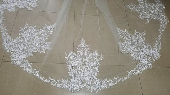 Elegant Lace Applique Wedding Veil With Butterflies With Comb For Girls  Cathedral Luxury Long Chapel Length From Kuaileju, $27.23