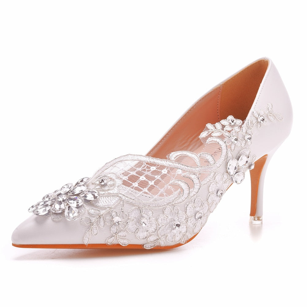 Rhinestone Heel Pumps Luxury Wedding Shoes – TulleLux Bridal Crowns &
