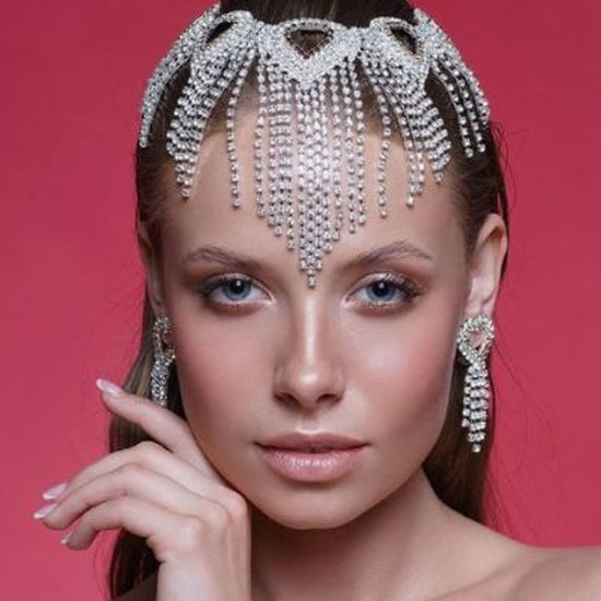 Wedding Pearl Hair Accessories Hairband Handmade Hollowed Tassel Forehead  Headpiece Head Chain Women Luxury Head Cap 2022