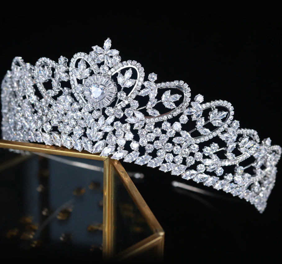 Wedding Bridal Tiaras Full Cubic Zirconia Crowns Heart Shape – TulleLux ...