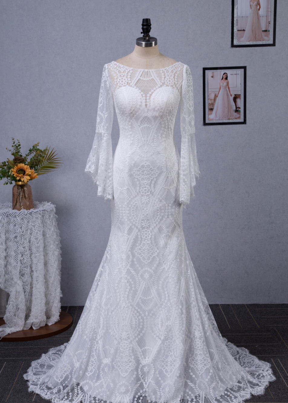 Illusion Neckline Lace Wedding Dress With Removeable Overskirt Tullelux Bridal Crowns 4312