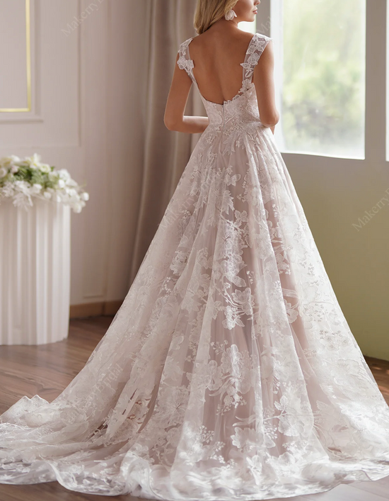 Graceful Illusion Lace Fit and Flare Wedding Dress – TulleLux