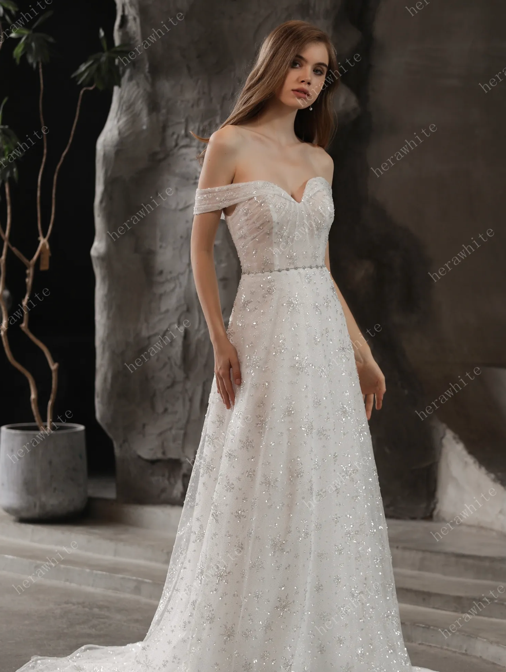 Illusion Neckline Beaded Lace A-line Wedding Dress – TulleLux