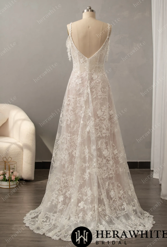 Illusion Sweetheart Neck Cap Sleeve Lace Bridal Gown - Xdressy