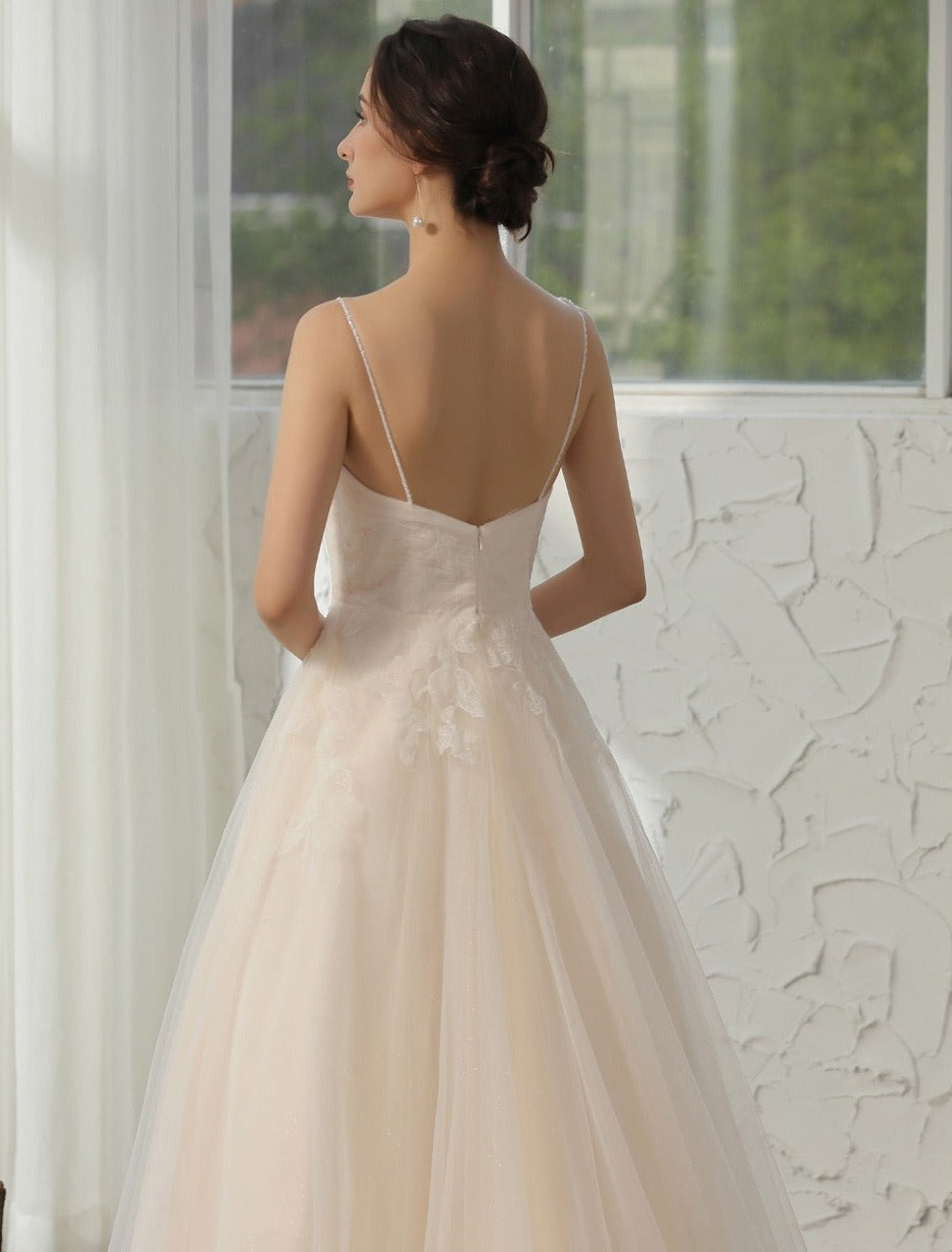 Square Neckline Wedding Dress with Delicate Leafy Lace – TulleLux Bridal  Crowns & Accessories