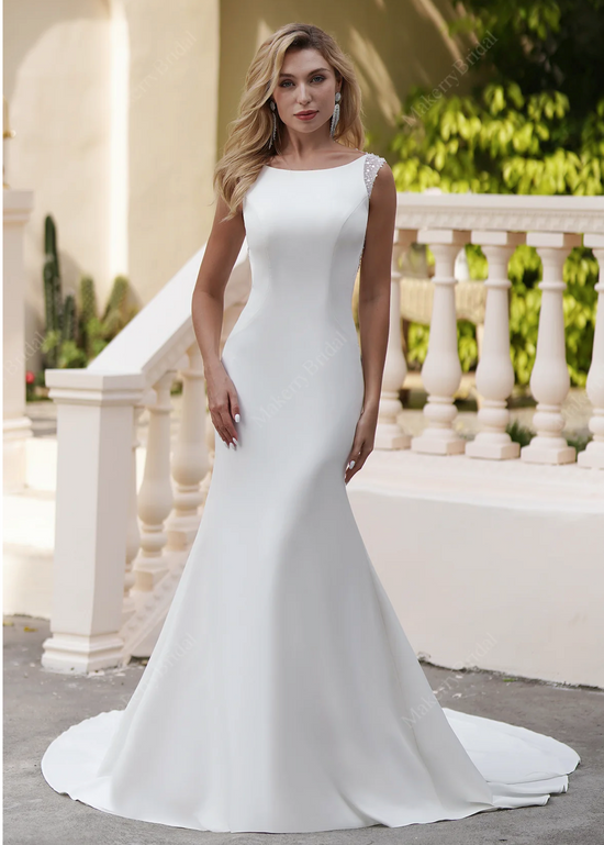 Simple Sleeveless V Neck White Tulle Party Dress with Black Satin Top -  $105.9768 #AM6075 