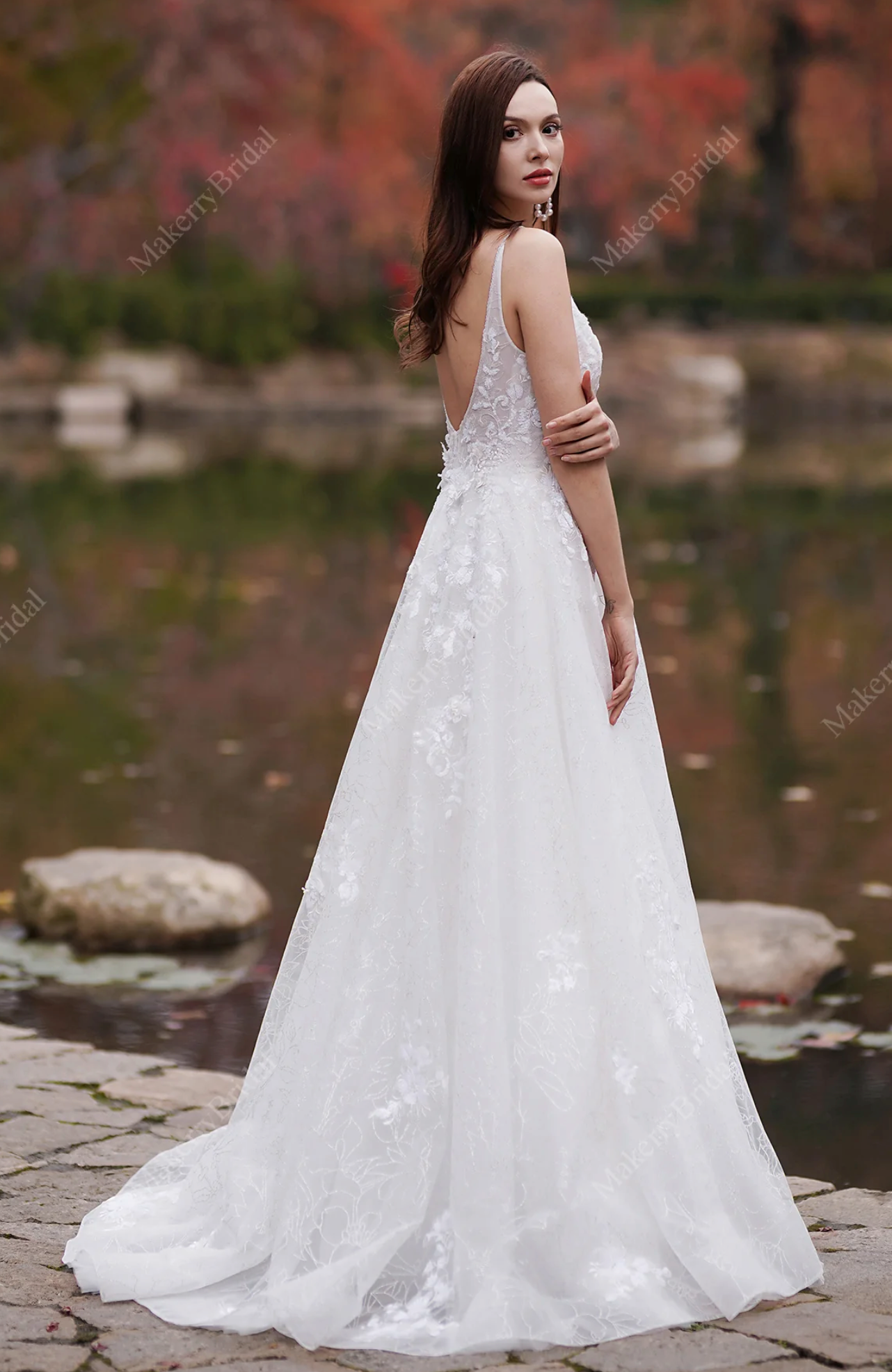 Illusion Neckline Beaded Lace A-line Wedding Dress – TulleLux Bridal Crowns  & Accessories