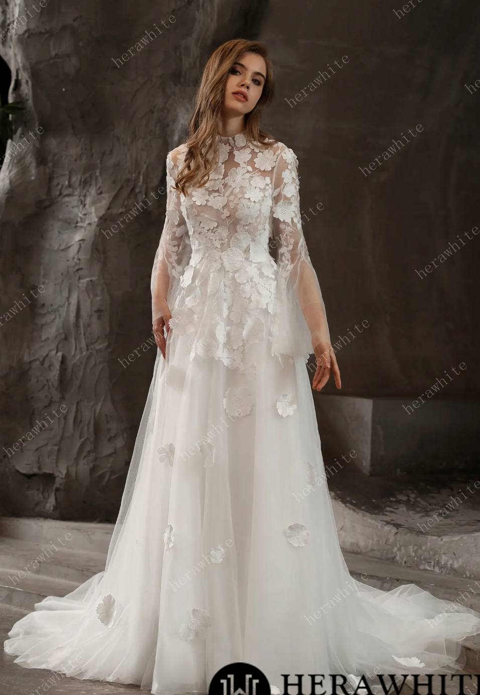 Square Neckline Wedding Dress with Delicate Leafy Lace – TulleLux