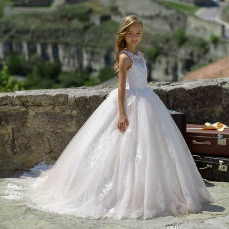 Little girl store white pageant dresses