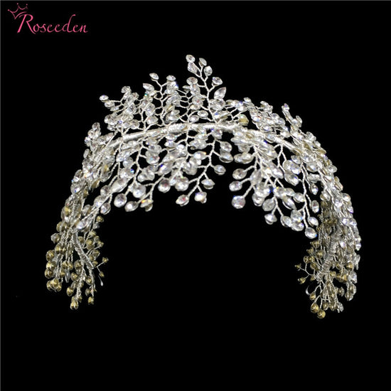 Shop2881237 Champagne Crystal Bead Floral Bride Headband Hair Comb Wedding Accessories Headband