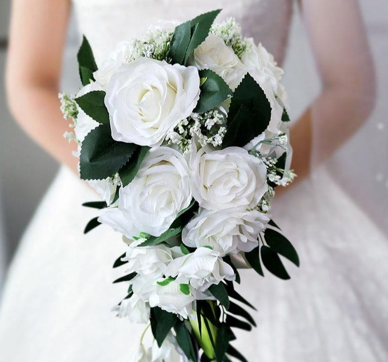 Waterfall Wedding Bouquet Bridesmaid Vintage Rose Flower Luxurious Bou ...