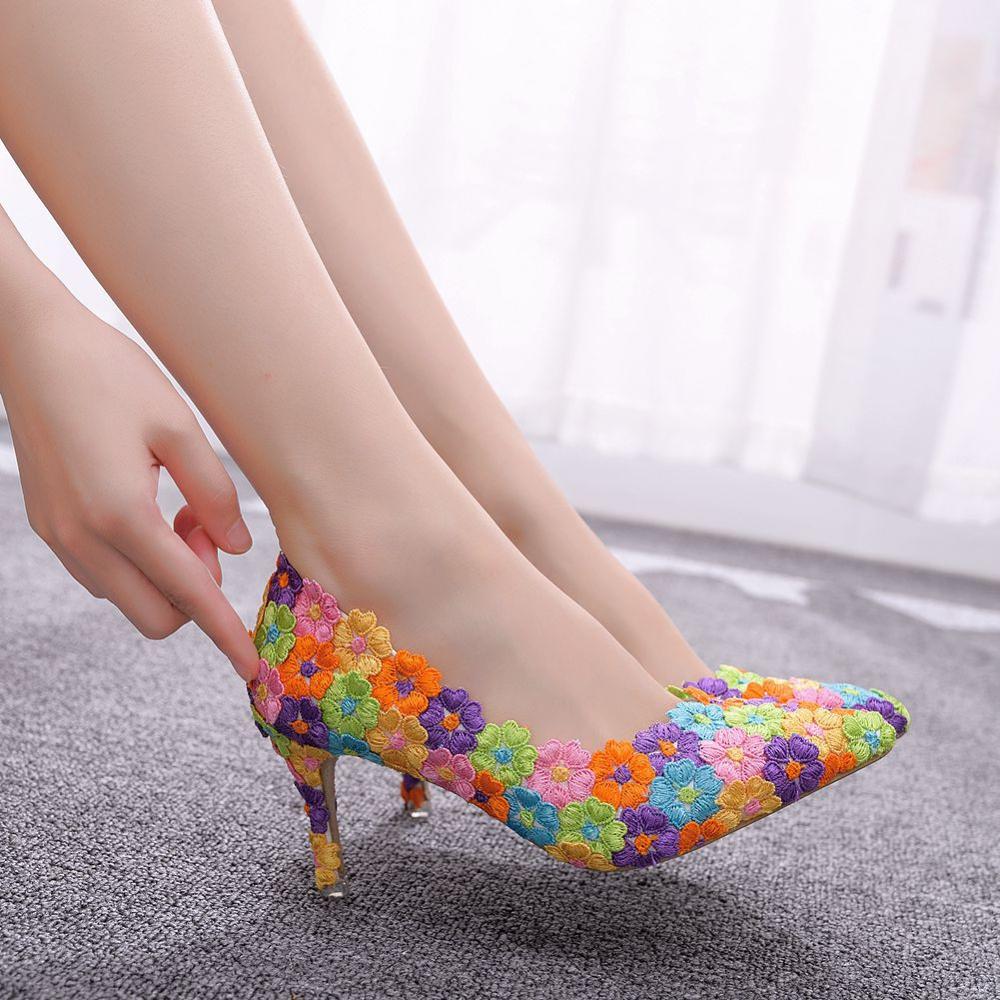 Classic Pumps Pink Red Blue Nude Green High Heel Pointed Toe Shoes