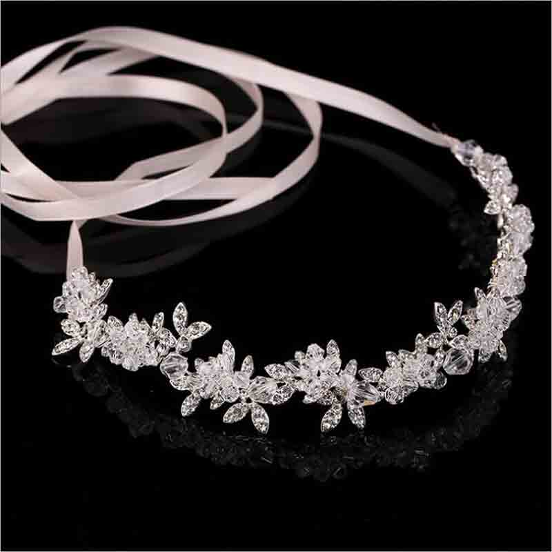 Shop2881237 Champagne Crystal Bead Floral Bride Headband Hair Comb Wedding Accessories Headband