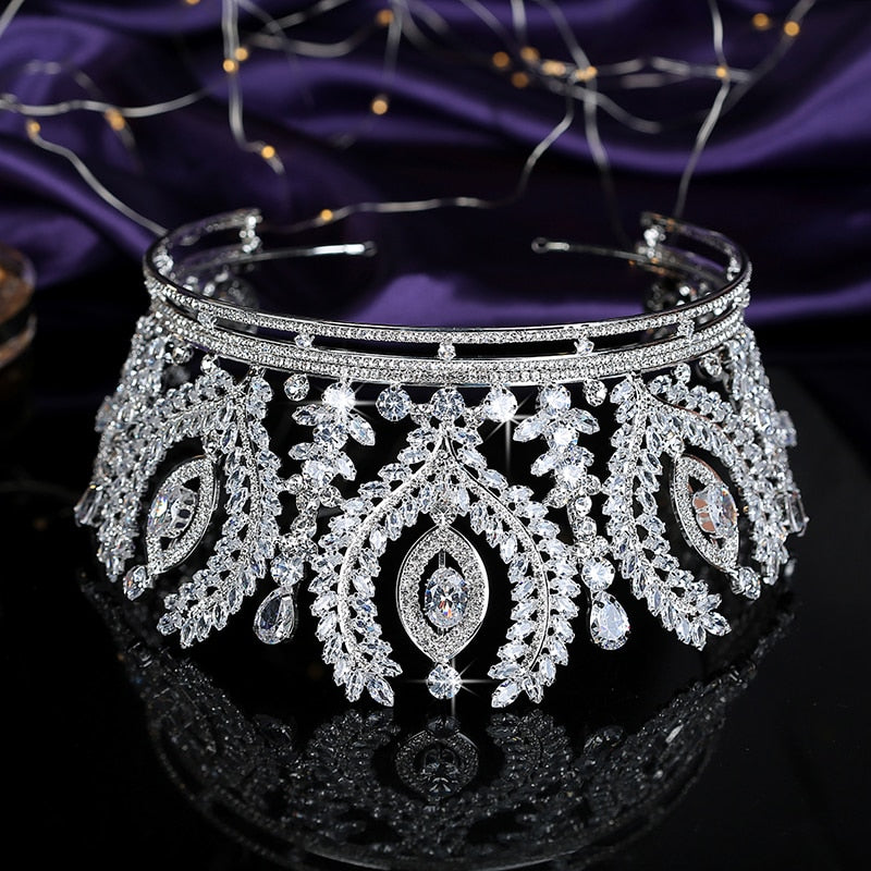 Luxury Pageant Large Cubic Zirconia Crystal Tiara Crown – TulleLux