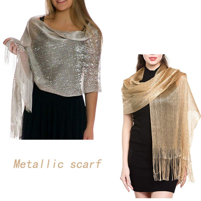 Elegant Metallic Evening Party Dress Shawl Scarf in Many Colors ...