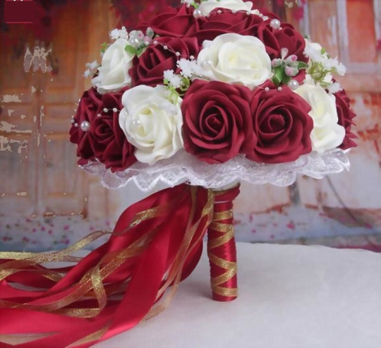 Silk Flower Bridal Bouquets Bridesmaids Bride Wedding Bouquet – TulleLux Bridal  Crowns & Accessories