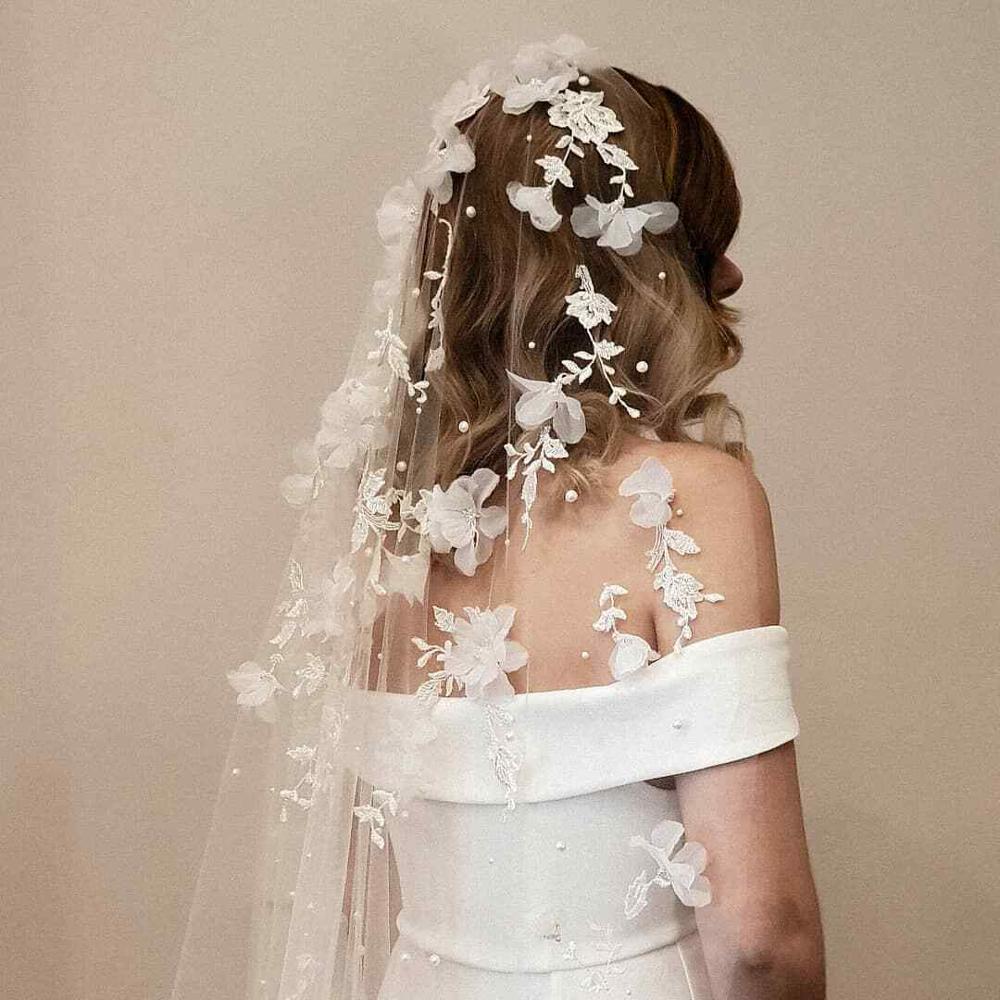 The Meadow – Handmade 3D Floral Cathedral Length Bridal Veil