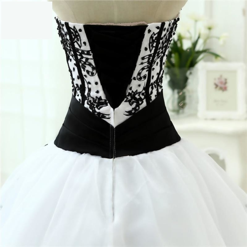 black and white corset wedding dresses