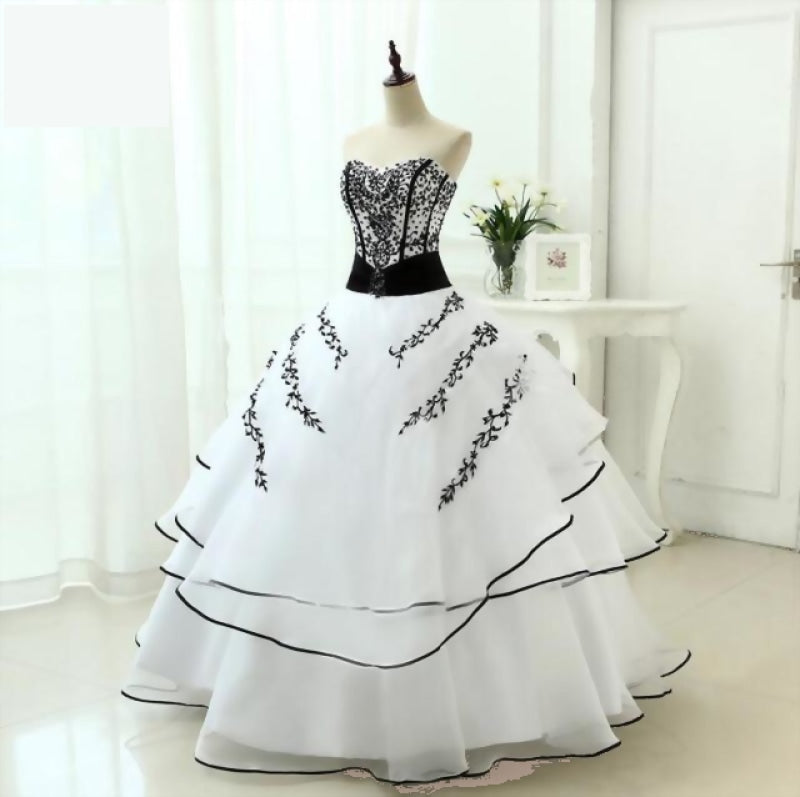 black and white corset wedding dresses