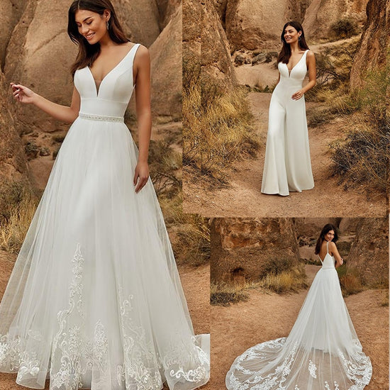 Bridal Pantsuit with Detachable Skirt — Alis Fashion Design