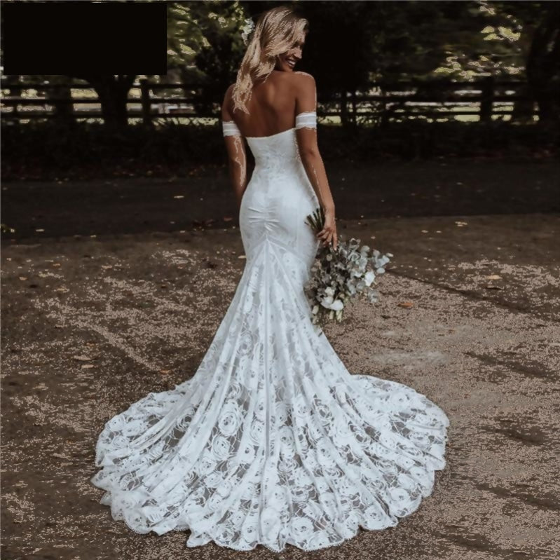 Country Boho Lace Mermaid Wedding Dress with Detachable Sleeves – TulleLux  Bridal Crowns & Accessories