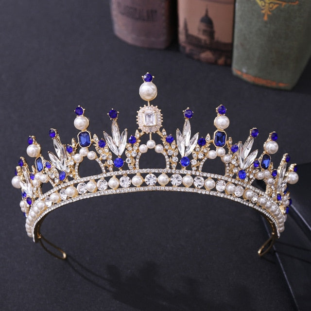 Regal Crystal Pearl Headband Tiara Crown – TulleLux Bridal Crowns ...