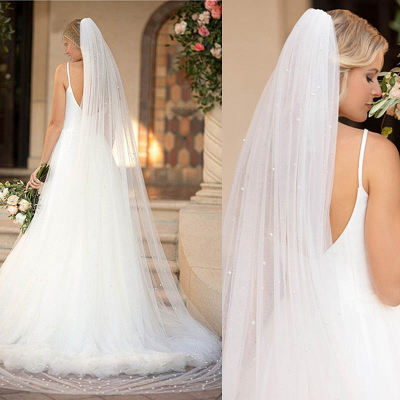 FancyVestido Glitter Crimping Fairy Champagne Bridal Veil