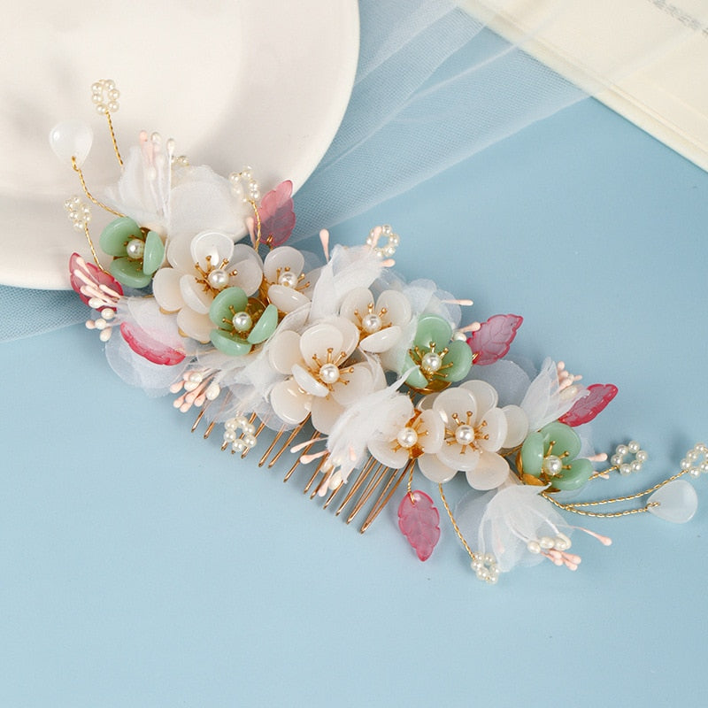 Handmade Floral Pearl Boho Wedding Crown Elegant Wedding Hair Comb For  Brides From Weddings_mall, $4.8