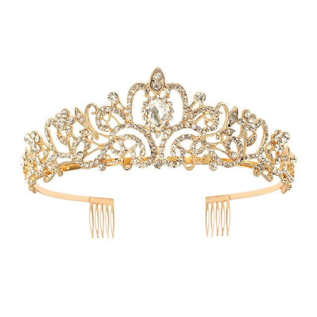 Girls Baroque Pink Crystal Crown Princess Bridal Tiaras in 7 Colors ...