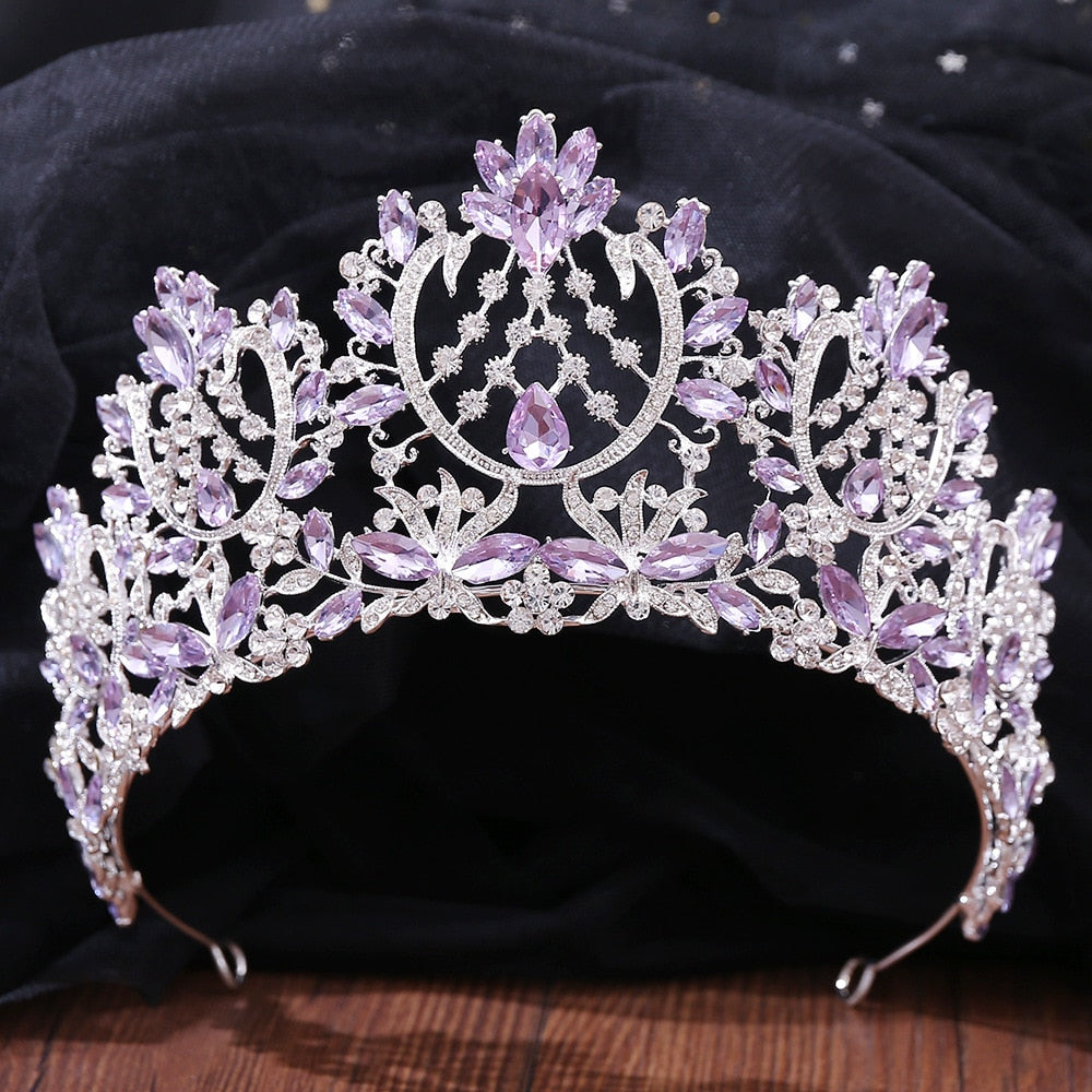 Colored Crystal Bridal Wedding Crowns and Wedding Tiaras
