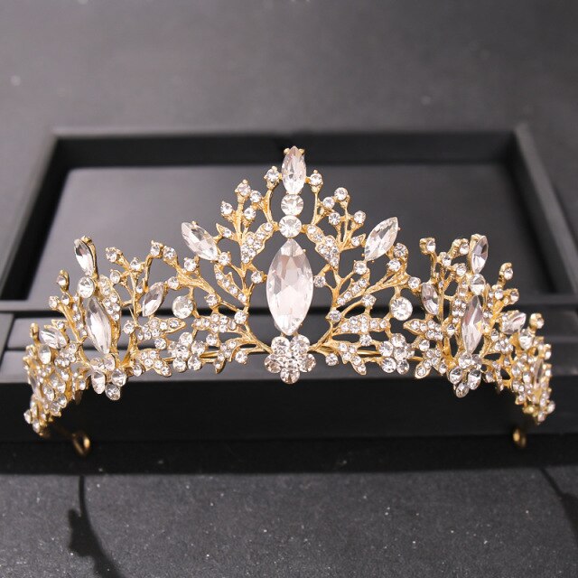 Vintage Rose Black Crystal Tiara Crown Seven Color Variations