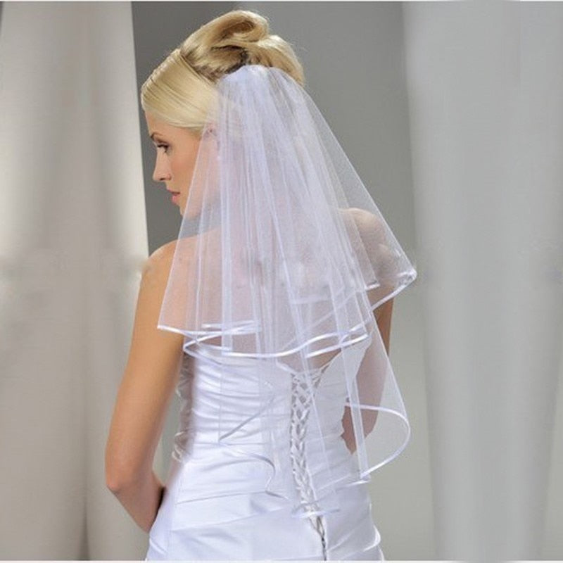 Rosarivae 1PC Double-layer Short Veil Comb Veil Wedding Veil