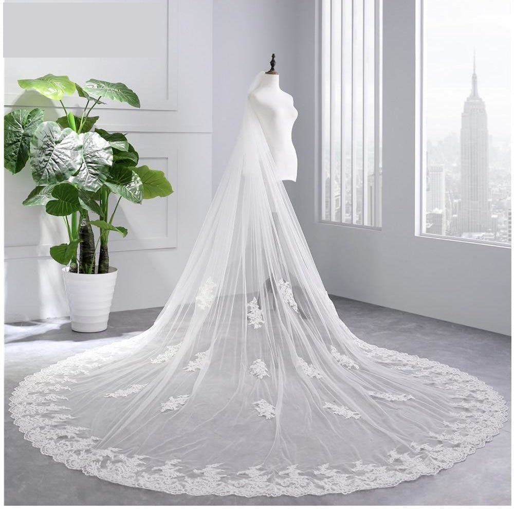 Luminous Cathedral Veil Champagne Wedding Veil Fairy Bridal Veil Flashing  Super Long Veil Shining Cathedral Veil Delicate Wedding Veil VJF09 