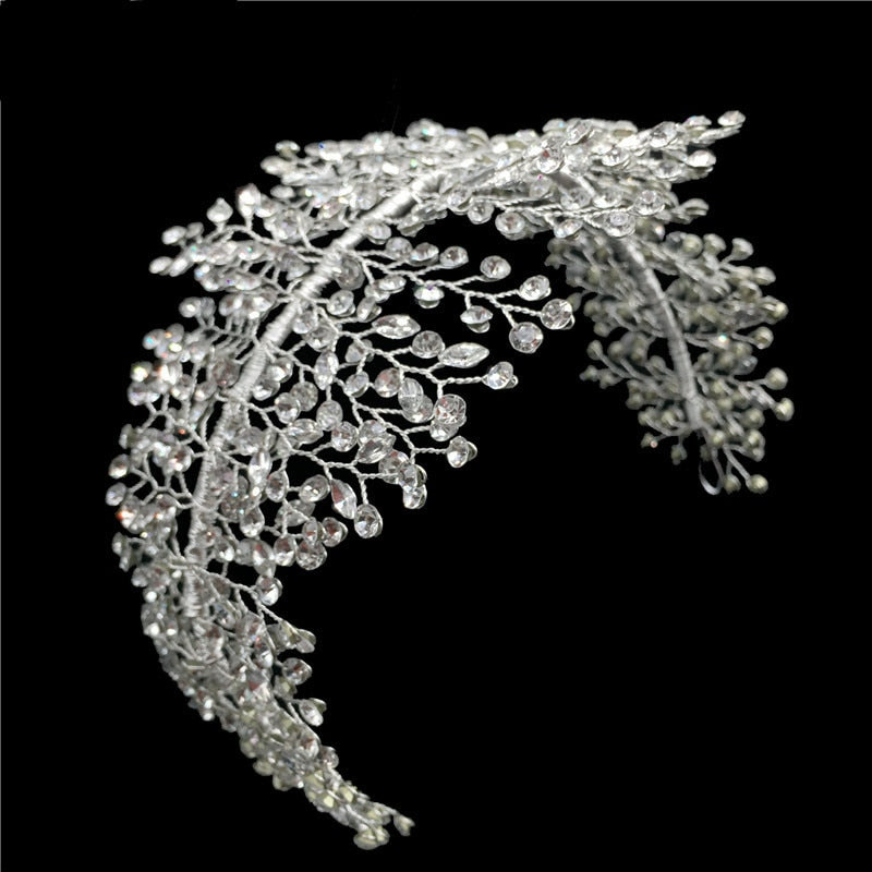 Shop2881237 Champagne Crystal Bead Floral Bride Headband Hair Comb Wedding Accessories Headband