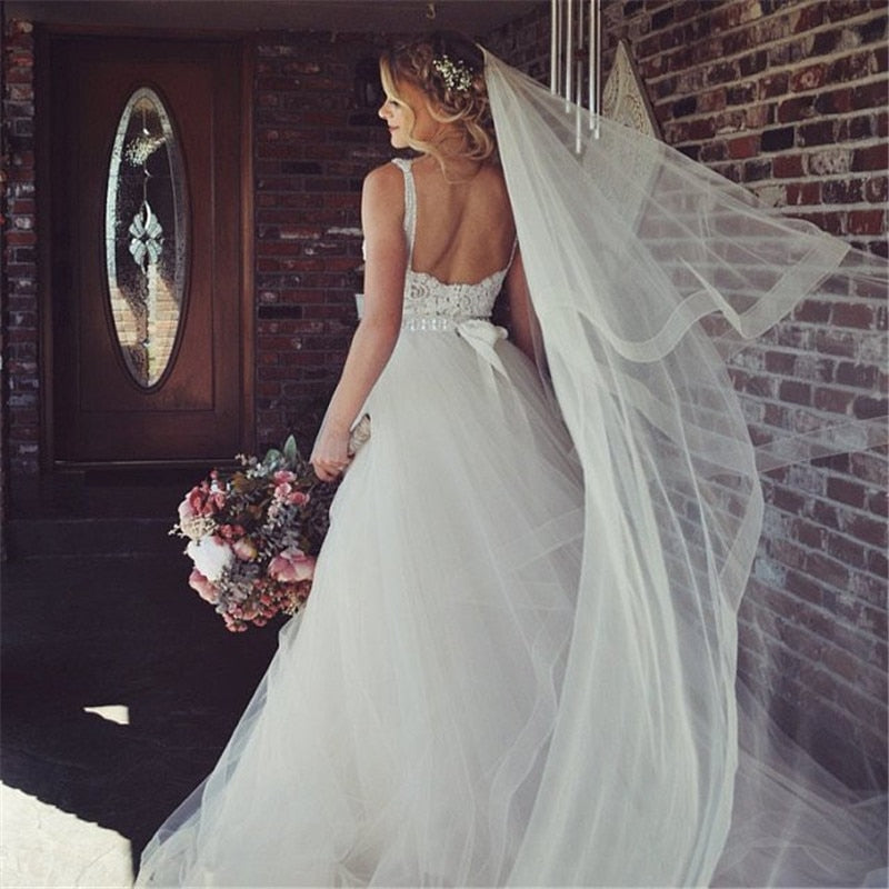 Twigs & Honey Bridal Cathedral Veil with Organza Trim - Organza Edge Veil with Blusher, Chapel Length - Style #2360 Chapel (90)