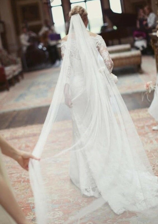 Shoulder Length Ivory Wedding Veils ALC013 – selinadress