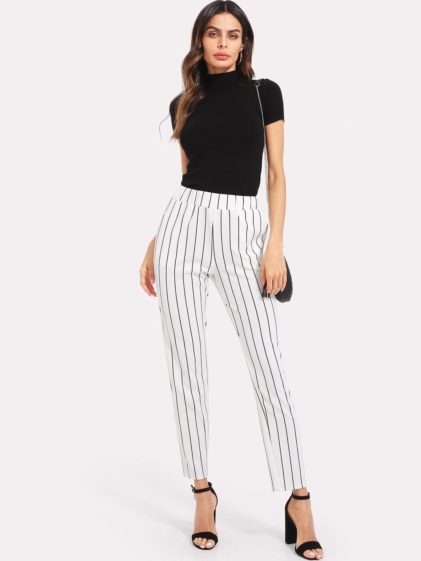 pinstripe cigarette pants