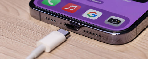 iPhone port charging with USB-C cable