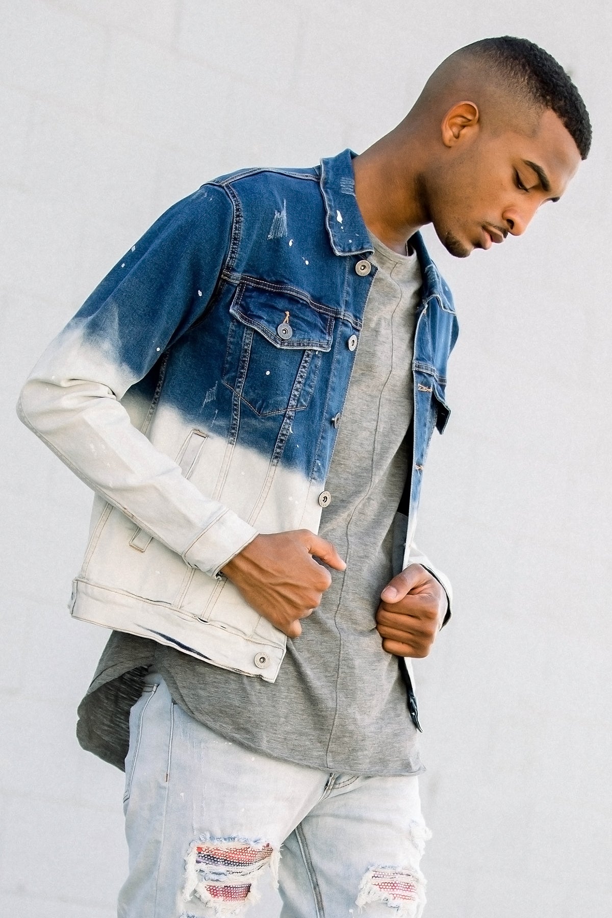 1/2 BLEACHED DENIM JACKET