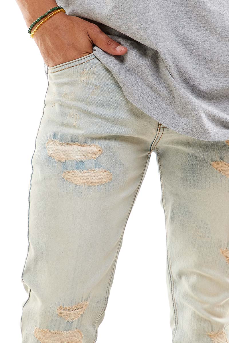 ALL-OVER STITCH ANKLE ZIP JEANS