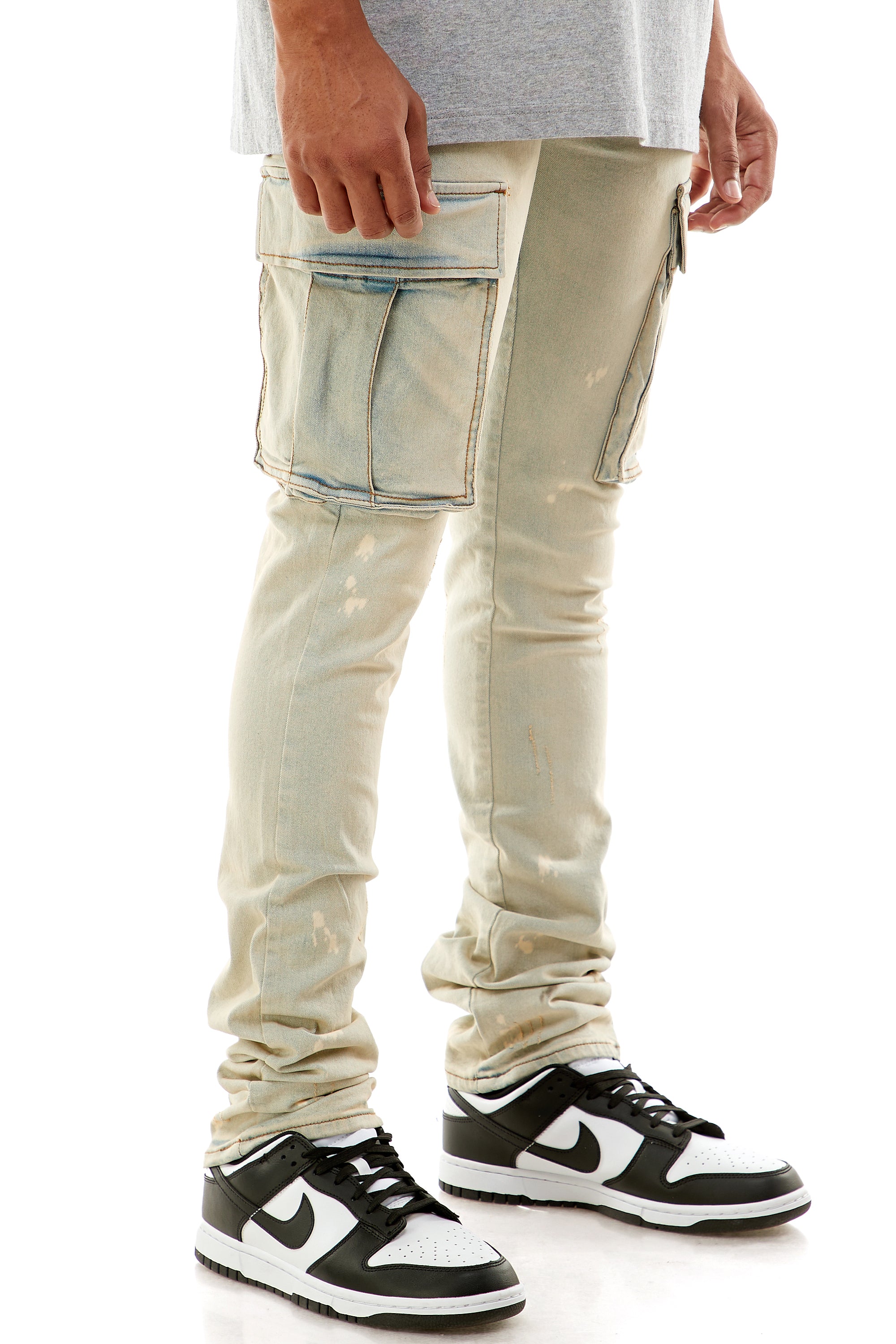 STACKED DOUBLE CARGO JEANS