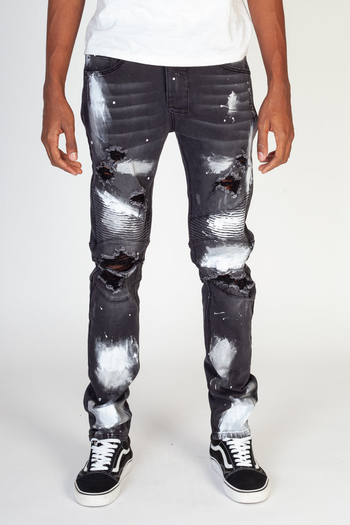 black metallic jeans