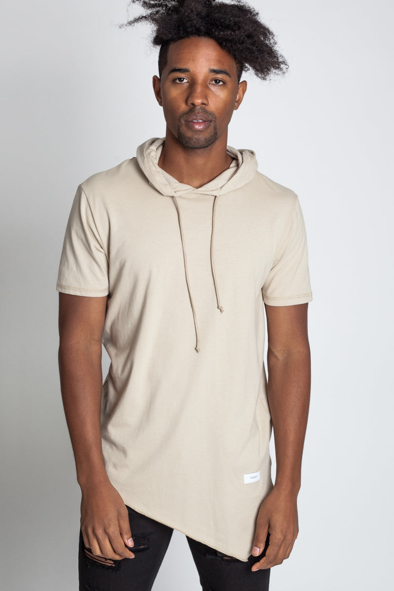 SHORT SLEEVE ASYMMETRIC HOODIE