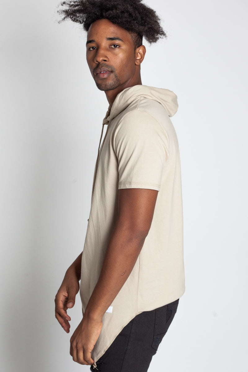 SHORT SLEEVE ASYMMETRIC HOODIE