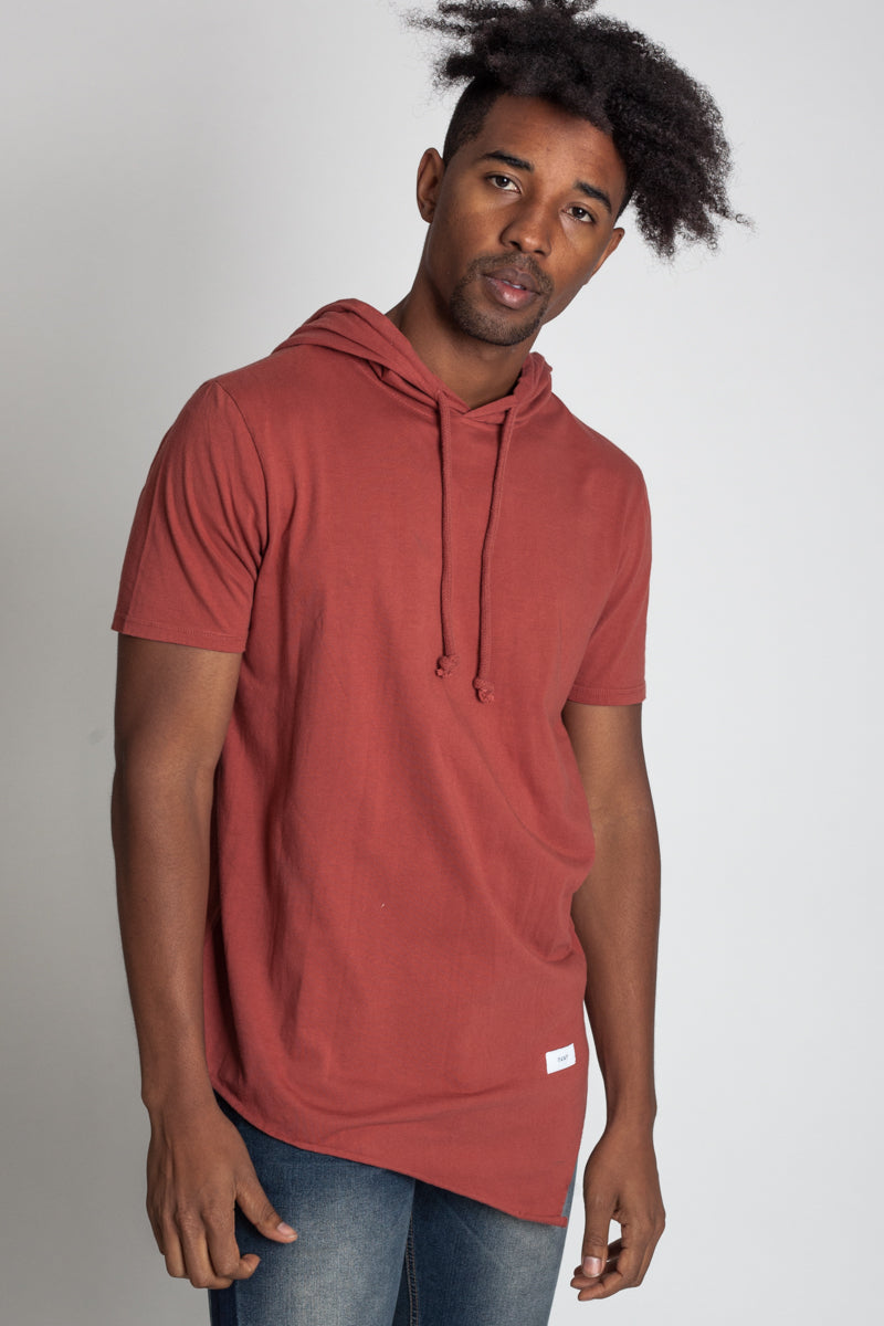 SHORT SLEEVE ASYMMETRIC HOODIE