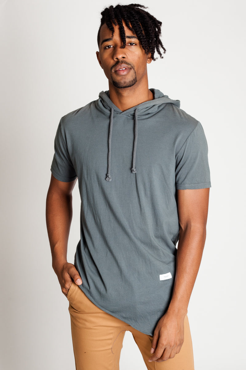 SHORT SLEEVE ASYMMETRIC HOODIE